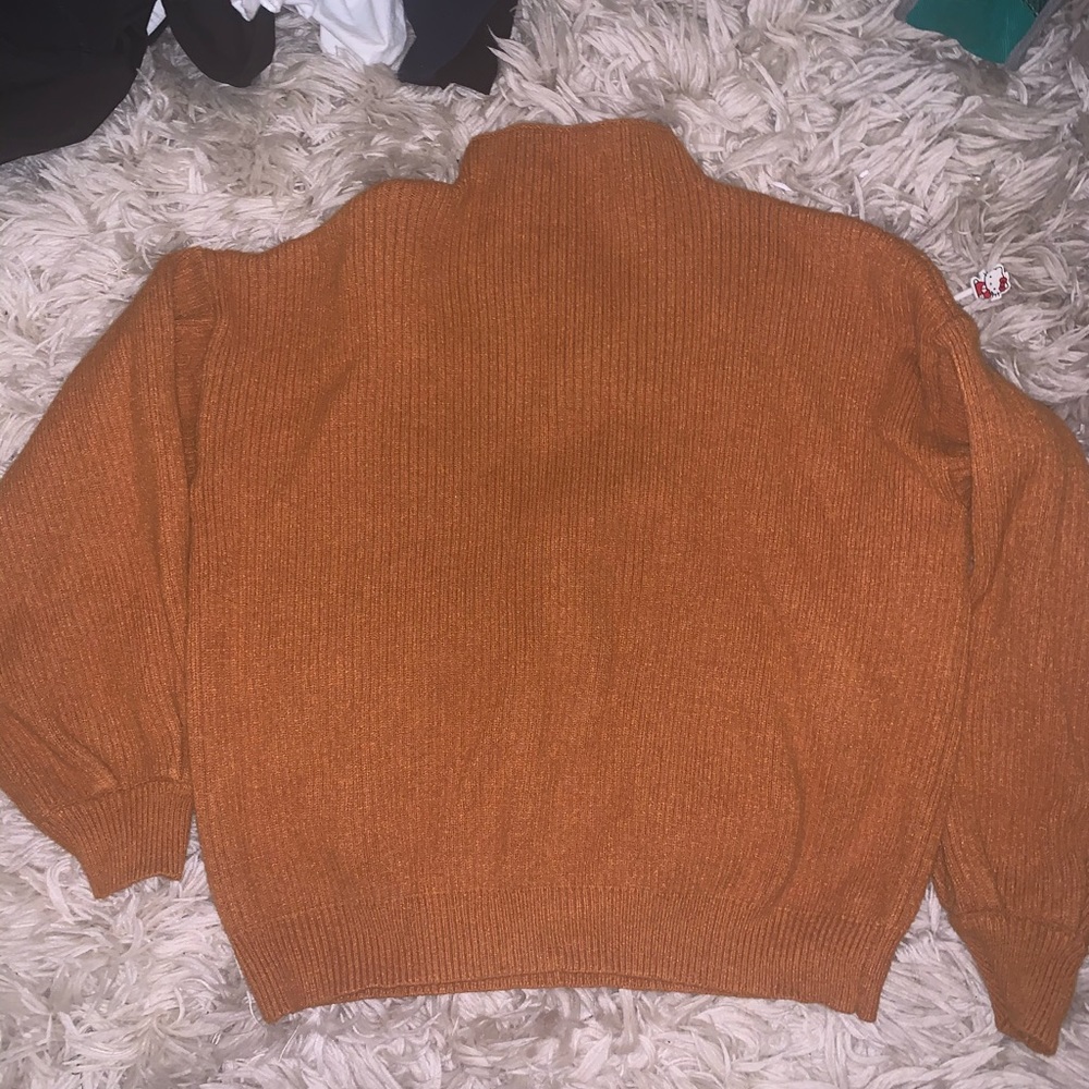 Ribbed balloon sleeve sweater